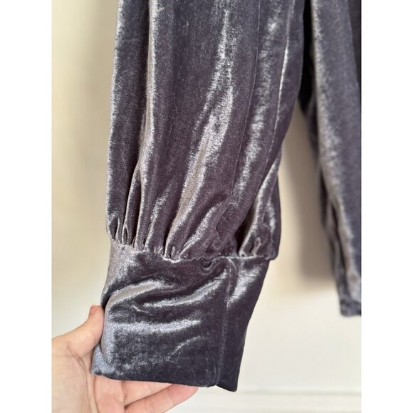 Ava & Viv 4X Gray Crushed Velvet Tunic Top Long Bishop Sleeve Glam Holiday Party - Picture 4 of 7